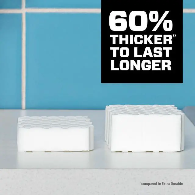 Alt view image 3 of 7 - Magic Eraser Sponge, All Purpose Cleaner, Long Lasting Cleaning Scrubber, Wall Cleaner, Sneaker Cleaner, Oven Cleaner, Kitchen, Bathroom, Shower Cleaning Supplies, Ultra Thick, 5ct
