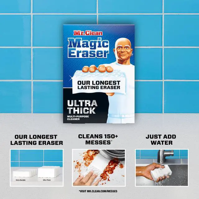Alt view image 2 of 7 - Magic Eraser Sponge, All Purpose Cleaner, Long Lasting Cleaning Scrubber, Wall Cleaner, Sneaker Cleaner, Oven Cleaner, Kitchen, Bathroom, Shower Cleaning Supplies, Ultra Thick, 5ct