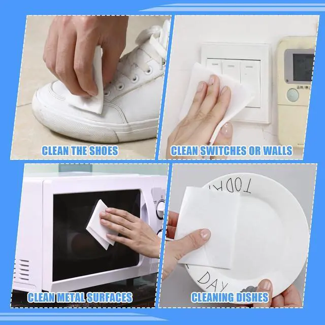 Alt view image 5 of 7 - 100 Pack Eraser Sheets Sponge Disposable Thin Cleaning Melamine Sheets Foam Sponge Pads Home Eraser Wipes for Kitchen Shoe Furniture Bathroom Shower Cleaner