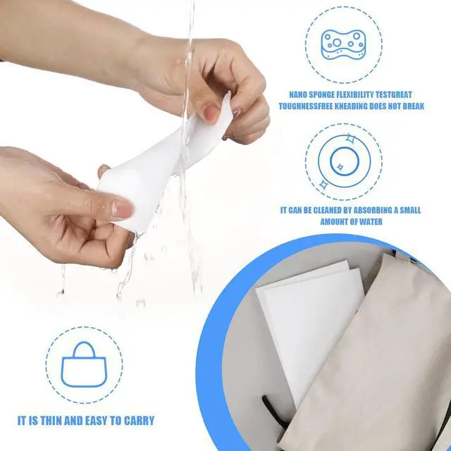 Alt view image 6 of 7 - 100 Pack Eraser Sheets Sponge Disposable Thin Cleaning Melamine Sheets Foam Sponge Pads Home Eraser Wipes for Kitchen Shoe Furniture Bathroom Shower Cleaner