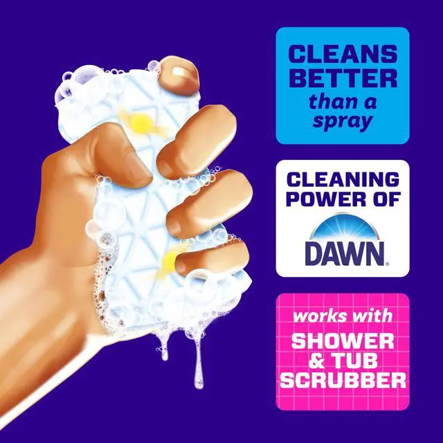 Alt view image 3 of 7 - Magic Eraser Sponge, Bathroom, Shower, Tub Cleaner, Soap Scum Remover, Bathroom Cleaning Supplies, Dawn Cleaning Power with Lemon Scent, Shower & Tub, 8ct