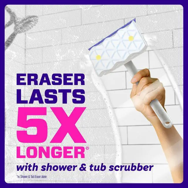 Alt view image 6 of 7 - Magic Eraser Sponge, Bathroom, Shower, Tub Cleaner, Soap Scum Remover, Bathroom Cleaning Supplies, Dawn Cleaning Power with Lemon Scent, Shower & Tub, 8ct