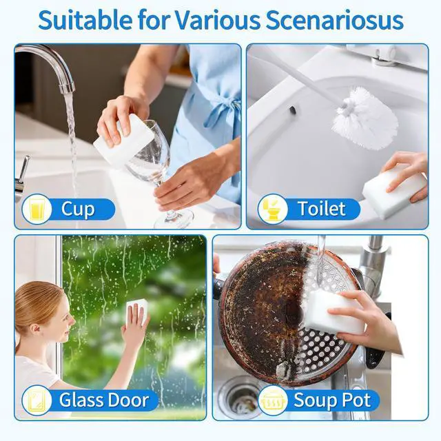 Alt view image 6 of 6 - 50-Pack Magic Sponges Cleaning Eraser Multi-Functional Melamine Sponge Foam Cleaning Pads for Household Bathroom Furniture Bathtub Sink Cleaning Kitchen Dish Sponge, 3.1"x1.9"x1.2"