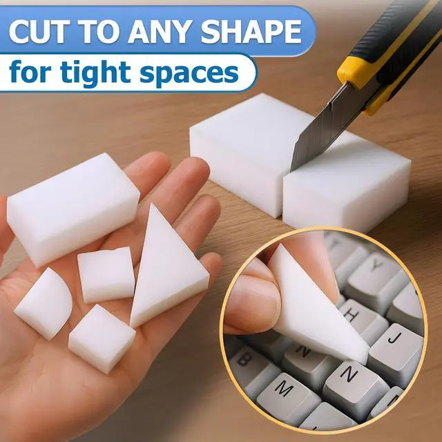Alt view image 6 of 6 - 50 Pcs Melamine Sponges for Cleaning - White Magic Sponge, Convenient Cleaning Blocks (10x6x2 cm), Non-Scratch Design for Gentle Cleaning, Multipurpose Eraser Pads for Kitchen, Bathroom, and Walls