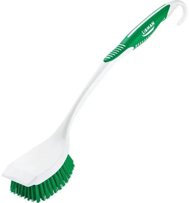 Main image of Long Handle Scrub Brush - Item Model Number: 00010 - Ergonomic Rubber Grip Won't Slip When Wet.