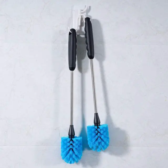 Alt view image 5 of 7 - Stainless Steel Water Bottle Brush, Long Handle Scrubbing Brush, Built for Cleaning Sport Bottles, Baby Bottles, Cups, Coffee Mugs, Glasswares, Wine Decanters, Flask, 2 Pack, 15 in