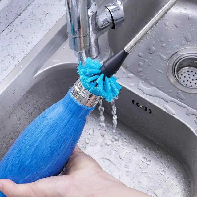 Alt view image 7 of 7 - Stainless Steel Water Bottle Brush, Long Handle Scrubbing Brush, Built for Cleaning Sport Bottles, Baby Bottles, Cups, Coffee Mugs, Glasswares, Wine Decanters, Flask, 2 Pack, 15 in