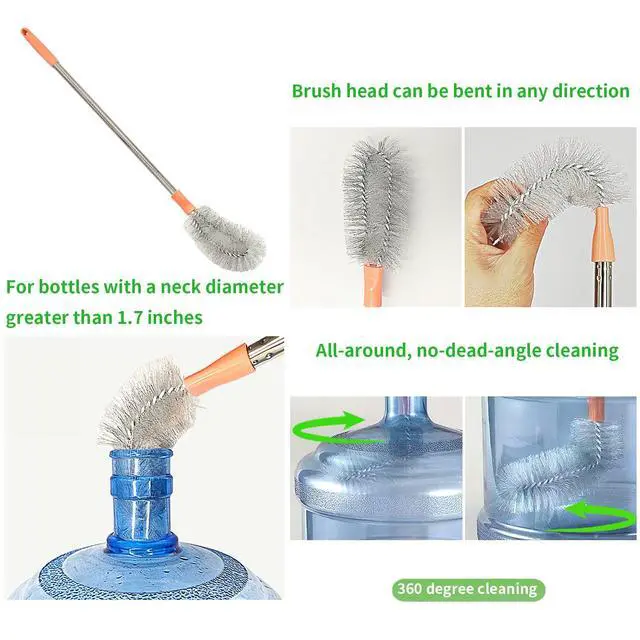 Alt view image 2 of 7 - 2-Pack Bucket Brush, Bottle Brush for Cleaning Extra Long Bottles, Gallon Jug Cleaner, Water Bottle Cleaner.