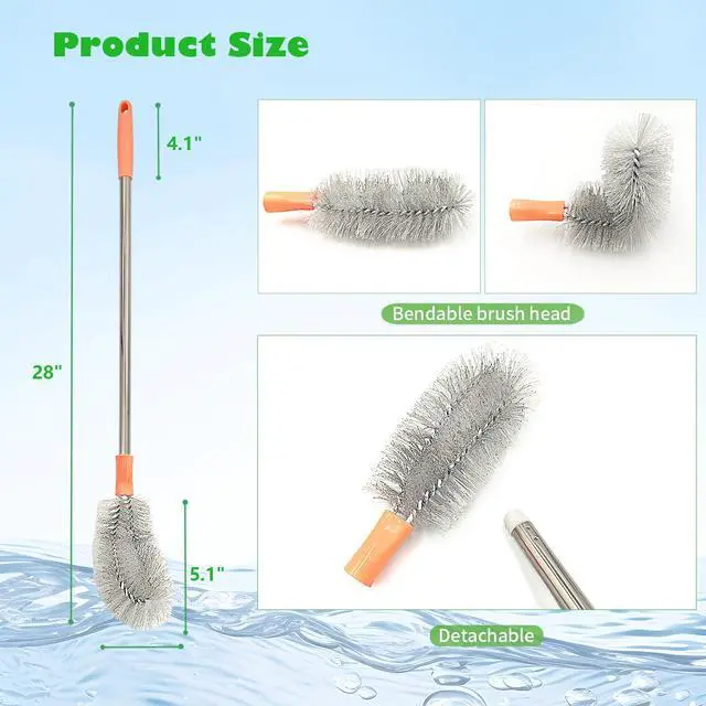 Alt view image 7 of 7 - 2-Pack Bucket Brush, Bottle Brush for Cleaning Extra Long Bottles, Gallon Jug Cleaner, Water Bottle Cleaner.