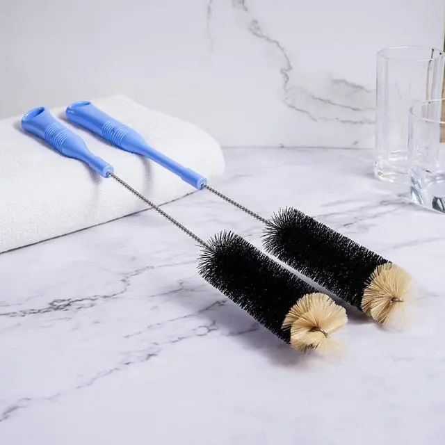 Alt view image 6 of 7 - Bottle Cleaning Brush, 17 Inches Extra Long Handle Water Bottle Brush, Flexible Bendable Cleaner for Washing Narrow Neck Bottles, Wine Decanter, Kombucha, Pipes, Beer Brewing Supplies, 2 Pack
