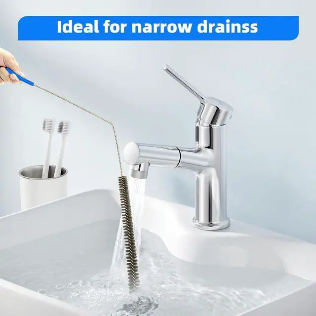 Alt view image 3 of 5 - Flexible Cleaning Tool,Bendable Sewer Drain Brush, Long Pipe Cleaner for Home Kitchen Sink, Shower and Tub Hair Clogs