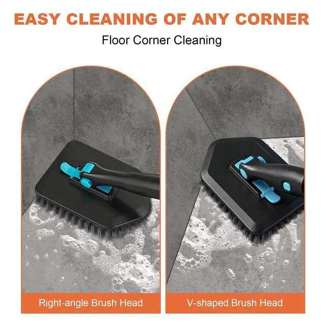 Alt view image 7 of 7 - Long Handled Scrub Brush for Shower,3-in-1 Cleaning Brushes with 3 Different Function Cleaning Heads Brush for Shower Cleaning Bathroom Kitchen Walls Tub Tile (Black)