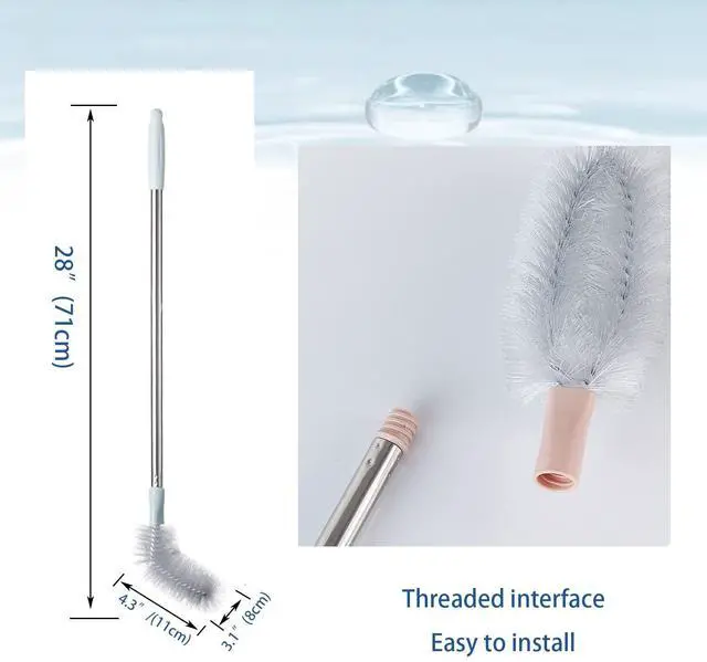 Alt view image 5 of 6 - 2 Pack 28" Long Bottle Brush, 3 & 5 Gallon Bottle Cleaner Brush, Nylon Bristles and Stainless Steel Handle Bendable Replaceable Brush Head Bottle Cleaning Brush