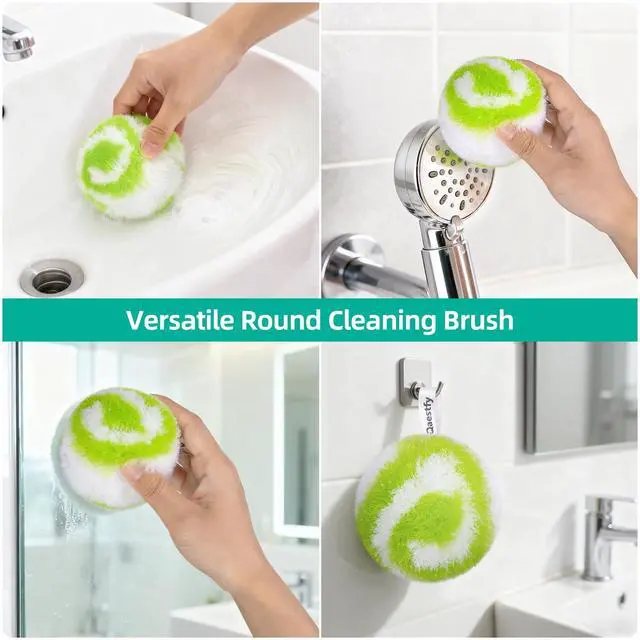Alt view image 6 of 7 - 4-in-1 Tub and Tile Shower Scrubber, 51'' Bathtub Cleaning Brush with Long Handle, Soft & Stiff Bristles Bathroom Scrub Brush, Non-Scratch Shower Cleaner Brush for Cleaning