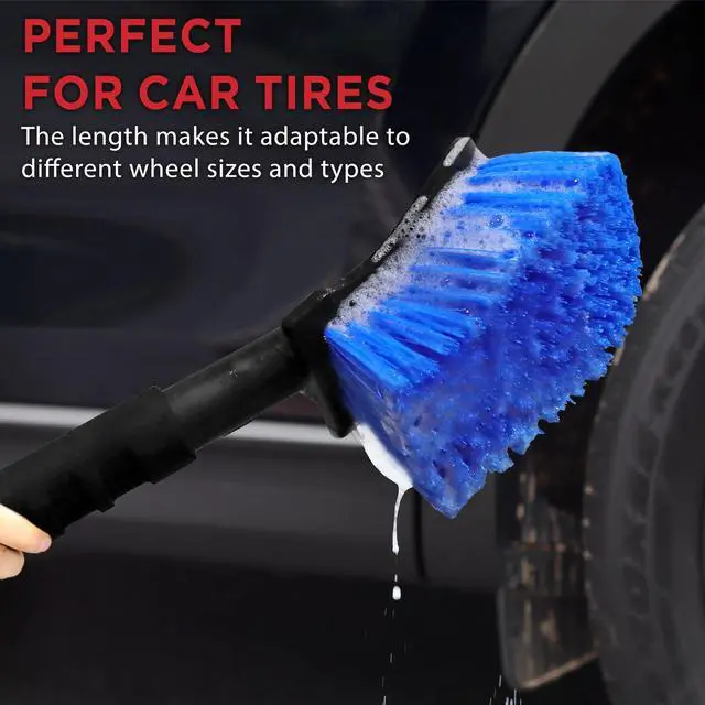 Alt view image 4 of 7 - 17.5in Tire Brush, Stiff Bristle Long Handle, Heavy Duty (Blue)