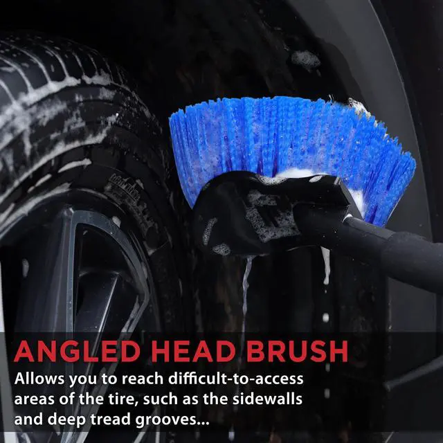 Alt view image 5 of 7 - 17.5in Tire Brush, Stiff Bristle Long Handle, Heavy Duty (Blue)
