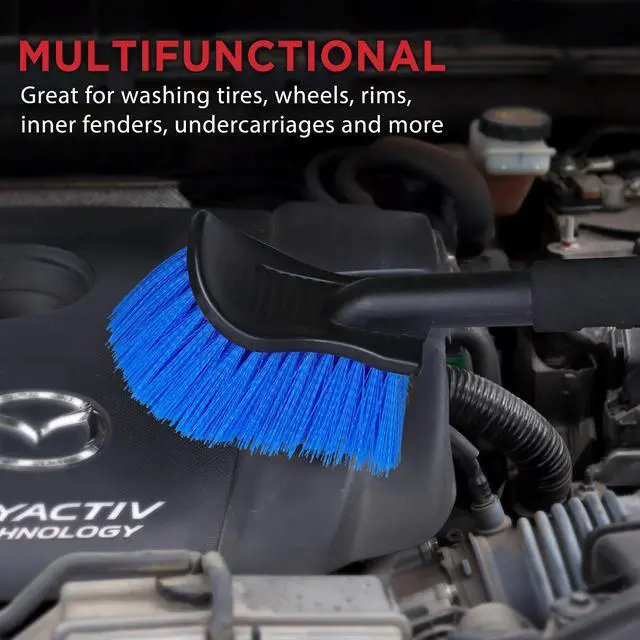 Alt view image 7 of 7 - 17.5in Tire Brush, Stiff Bristle Long Handle, Heavy Duty (Blue)