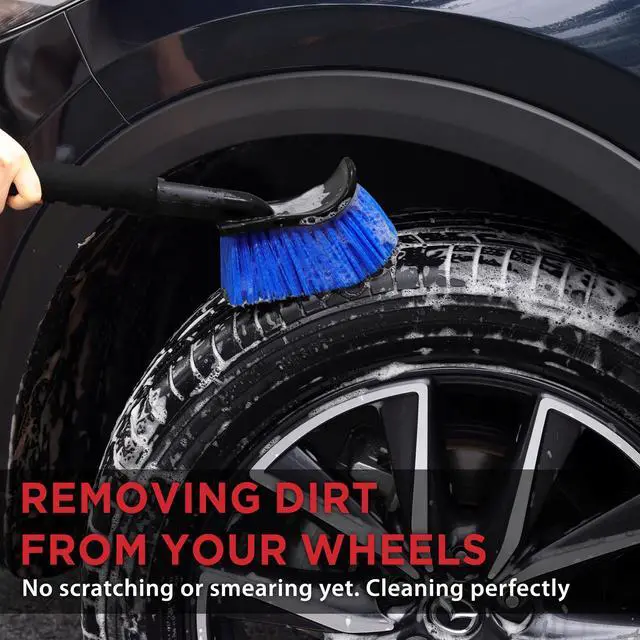 Alt view image 6 of 7 - 17.5in Tire Brush, Stiff Bristle Long Handle, Heavy Duty (Blue)