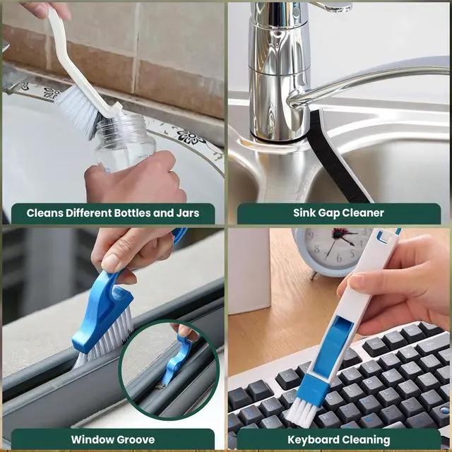 Alt view image 6 of 7 - 14 Pcs Crevice Cleaning Brush Set Hard Bristle Cleaning Tools for Grout, Tile Floors, Gaps & Narrow Spaces Multi-Purpose Grout Scrub Brush for Cleaning Bathroom, Shower, Window Tracks, Kitchen