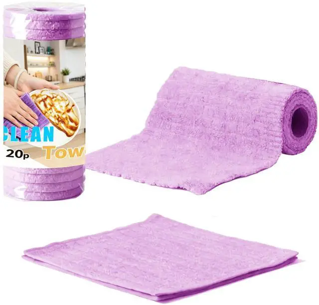 Main image of 20PCS Cleaning Cloth, Reusable Wet & Dry Use Lint-Free Cleaning Rags 10"*10"(Purple)