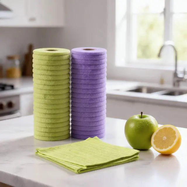 Alt view image 3 of 6 - 20PCS Cleaning Cloth, Reusable Wet & Dry Use Lint-Free Cleaning Rags 10"*10"(Purple)