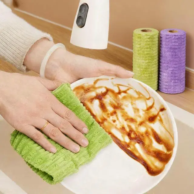 Alt view image 5 of 6 - 20PCS Cleaning Cloth, Reusable Wet & Dry Use Lint-Free Cleaning Rags 10"*10"(Purple)