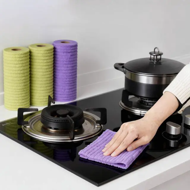 Alt view image 6 of 6 - 20PCS Cleaning Cloth, Reusable Wet & Dry Use Lint-Free Cleaning Rags 10"*10"(Purple)
