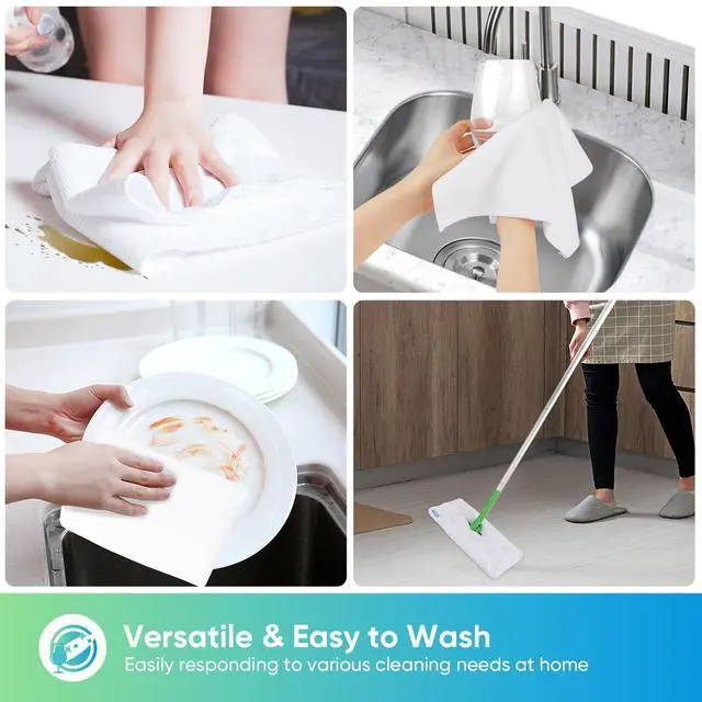 Alt view image 5 of 7 - White Microfiber Cleaning Cloth, 12 Pack Premium Microfiber Towels for Cars, Lint Free, Scratch-Free, Highly Absorbent, Reusable Cleaning Rags for Car, Household, Kitchen, Window, 11.5"X11.5"