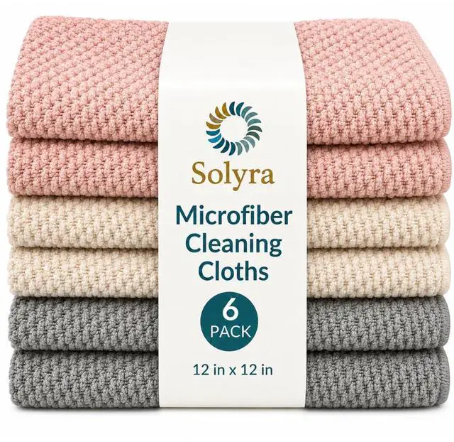 Main image of Non-Toxic Microfiber Kitchen Cleaning Cloths, 6 Pack, 12 x 12 in