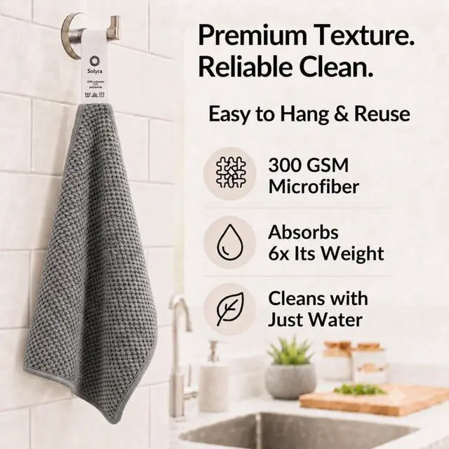 Alt view image 3 of 7 - Non-Toxic Microfiber Kitchen Cleaning Cloths, 6 Pack, 12 x 12 in