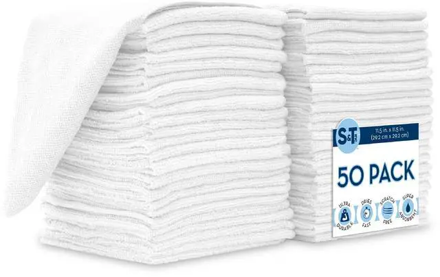 Main image of Microfiber Cleaning Cloth, 50 Pack, 11.5" x 11.5", White