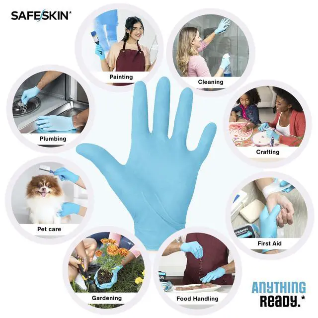 Alt view image 2 of 5 - Nitrile Disposable Gloves in Pack of 50, Medium Duty, Medium Size, Powder Free - For Food Handling, First Aid, Cleaning, Gardening, Crafting - Premium Medical Exam Gloves