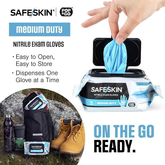 Alt view image 3 of 5 - Nitrile Disposable Gloves in Pack of 50, Medium Duty, Medium Size, Powder Free - For Food Handling, First Aid, Cleaning, Gardening, Crafting - Premium Medical Exam Gloves