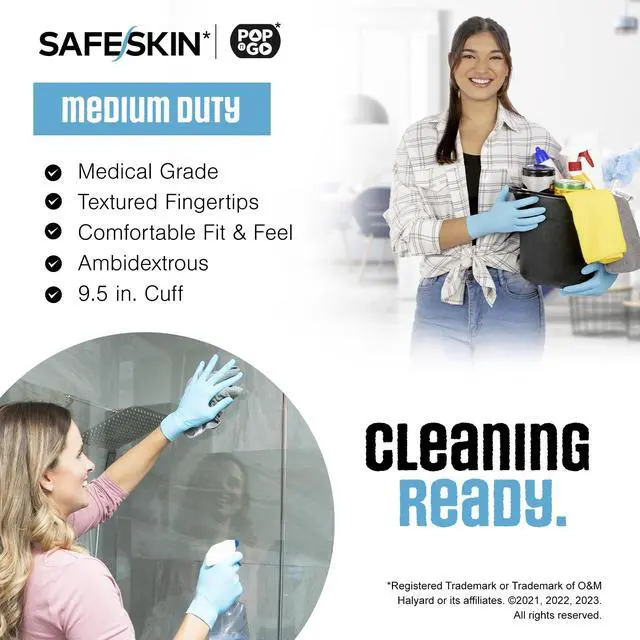 Alt view image 5 of 5 - Nitrile Disposable Gloves in Pack of 50, Medium Duty, Medium Size, Powder Free - For Food Handling, First Aid, Cleaning, Gardening, Crafting - Premium Medical Exam Gloves