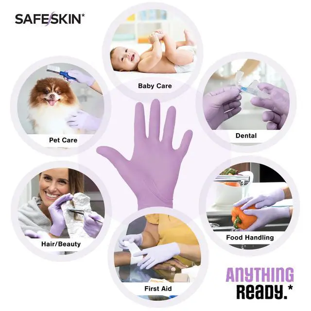 Alt view image 2 of 5 - Nitrile Disposable Gloves, 50-Count Pack, Light Duty, Medium Size, Powder Free - For Food Handling, First Aid, Hair Coloring, Baby and Pet Care - Premium Medical Exam Gloves