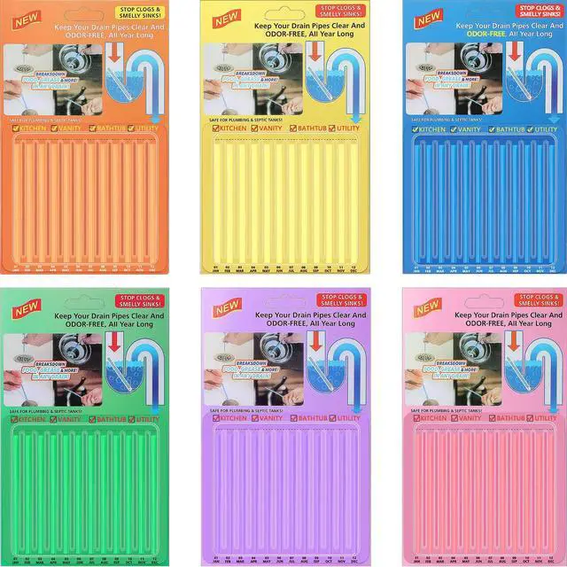Alt view image 7 of 7 - 72pcs Drain Cleaner Deodorizer Sticks - Keep Drain Pipes Clear, Prevent Clogs for Kitchen, Bathroom, Toilet (6 Color)