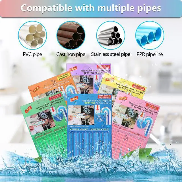 Alt view image 5 of 7 - 72pcs Drain Cleaner Deodorizer Sticks - Keep Drain Pipes Clear, Prevent Clogs for Kitchen, Bathroom, Toilet (6 Color)
