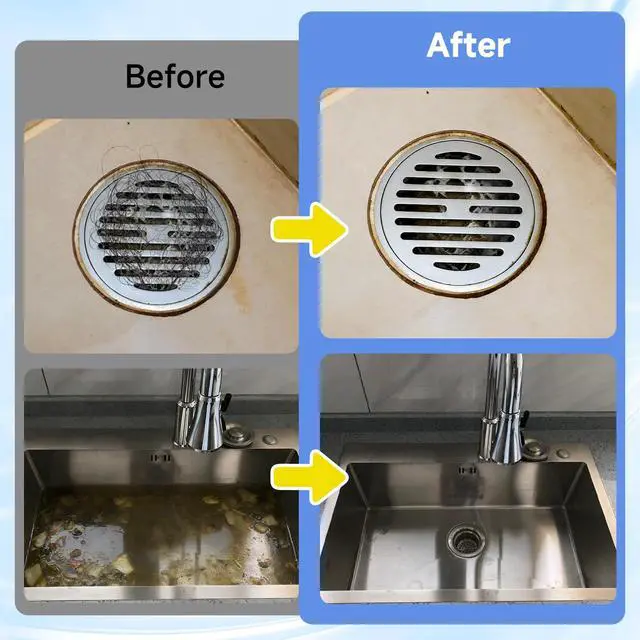 Alt view image 3 of 7 - Drain Clog Remover for Sink & Shower, Dissolves Hair, Grease, Soap Scum & Paper, Powerful Bleach-Free Drain Cleaner Powder, 6 Pre-Measured Treatments for Bathroom & Kitchen