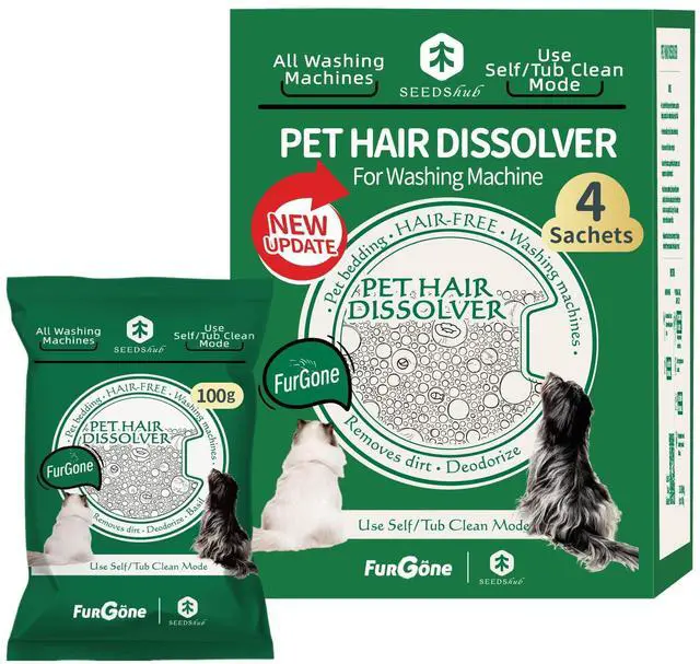 Main image of Pet Hair Dissolver Washing Machine Cleaner Powder, 4 Sachets