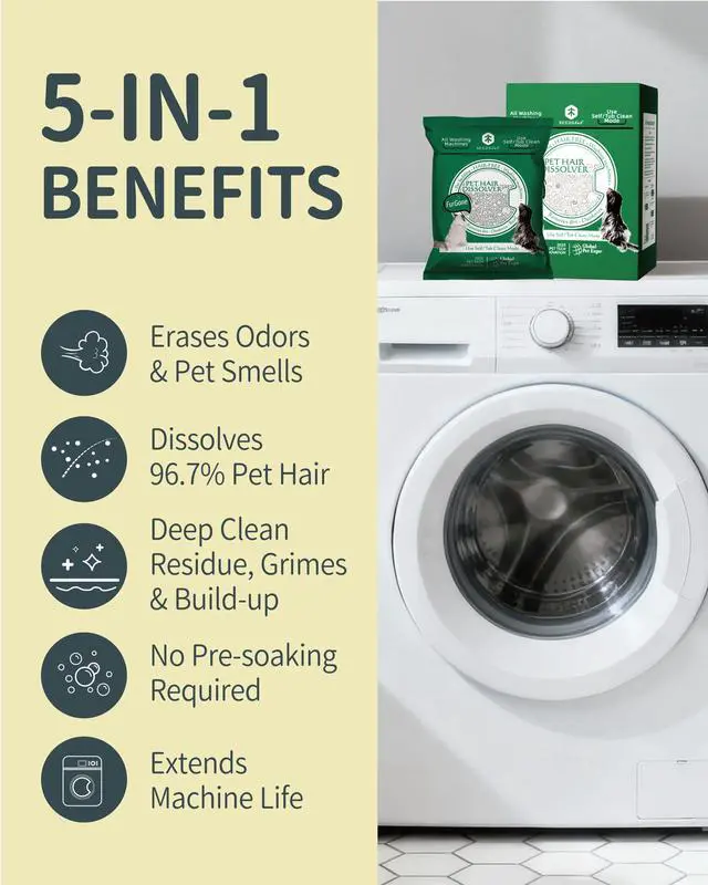 Alt view image 2 of 7 - Pet Hair Dissolver Washing Machine Cleaner Powder, 4 Sachets
