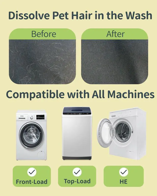 Alt view image 7 of 7 - Pet Hair Dissolver Washing Machine Cleaner Powder, 4 Sachets