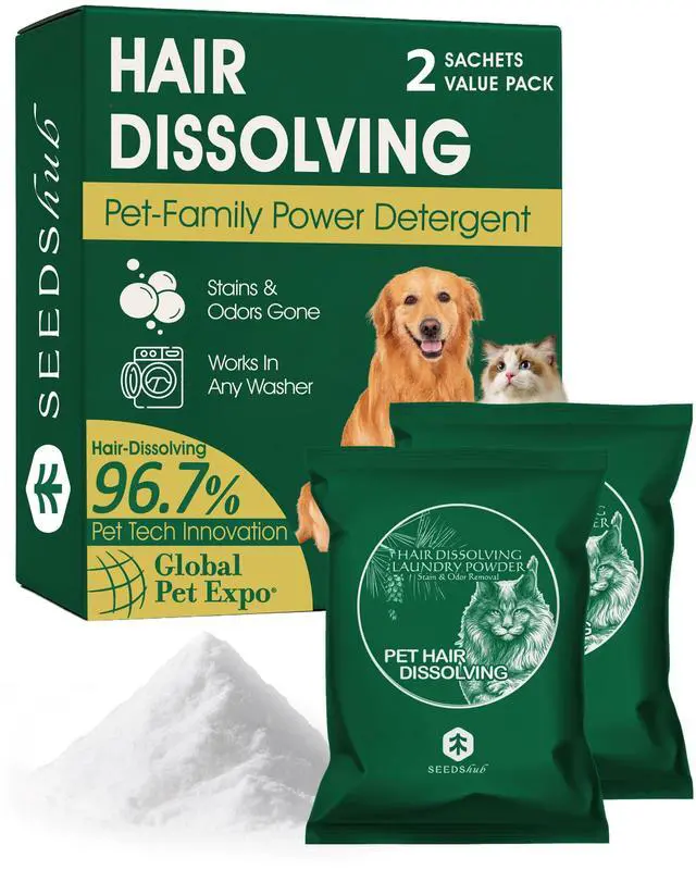 Main image of Pet Hair Remover for Laundry - Dog & Cat, Powder Detergent, 2 Sachets