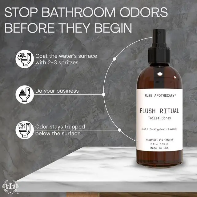Alt view image 2 of 7 - Flush Ritual - Aromatic & Refreshing Toilet Spray, Use Before You Go, 2 oz, Infused with Natural Essential Oils - Aloe + Eucalyptus + Lavender