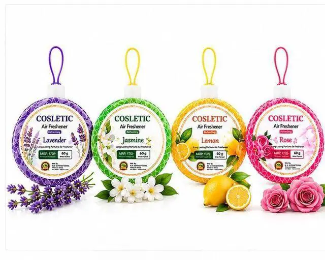 Main image of Bathroom Air Freshener Blocks, 60g, 4 Powerful Fragrances, Pack of 4