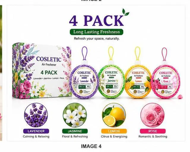 Alt view image 4 of 4 - Bathroom Air Freshener Blocks, 60g, 4 Powerful Fragrances, Pack of 4