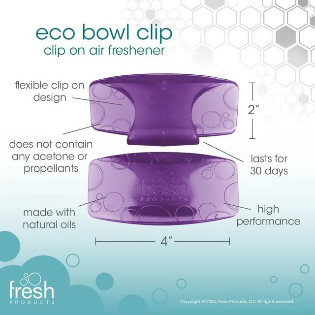 Alt view image 2 of 7 - Eco Bowl Clip 2.0 Toilet Bowl Air Freshener, Fabulous Lavender Scent, 4 Clips