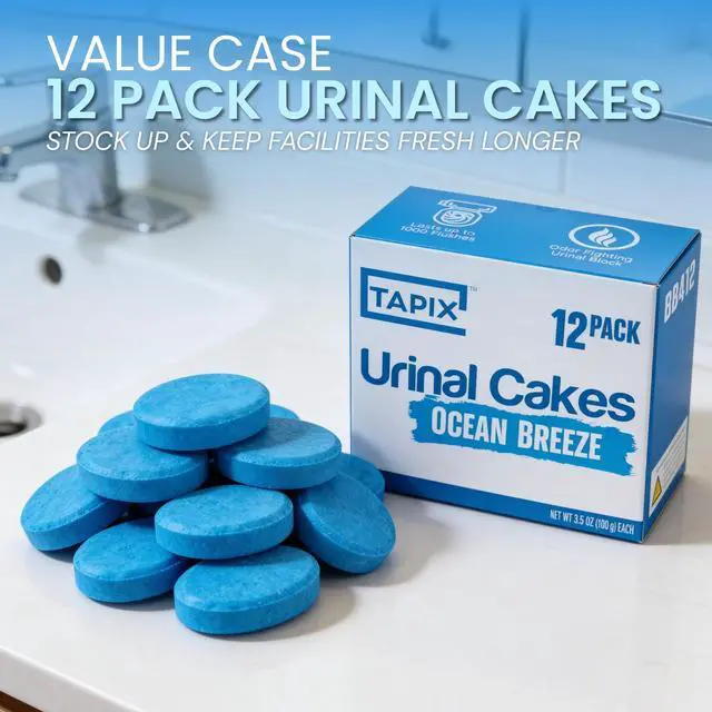 Alt view image 7 of 7 - Urinal Cakes, Ocean Breeze Scent Urinal Deodorizing Block, Fresh Ocean Scent Urinal Pucks (Case of 12)
