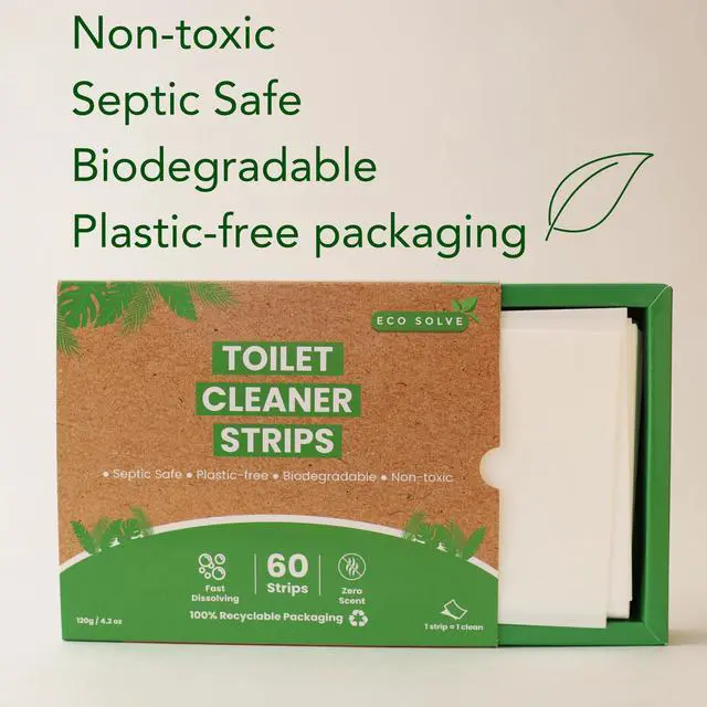 Alt view image 4 of 7 - Toilet Bowl Cleaner Strips 60 Count, Unscented Eco-friendly, Non-toxic, Septic Safe, Removes Odors & Stains, Plastic-free, Natural Toilet Bowl Cleaner for Quick and Easy Cleaning