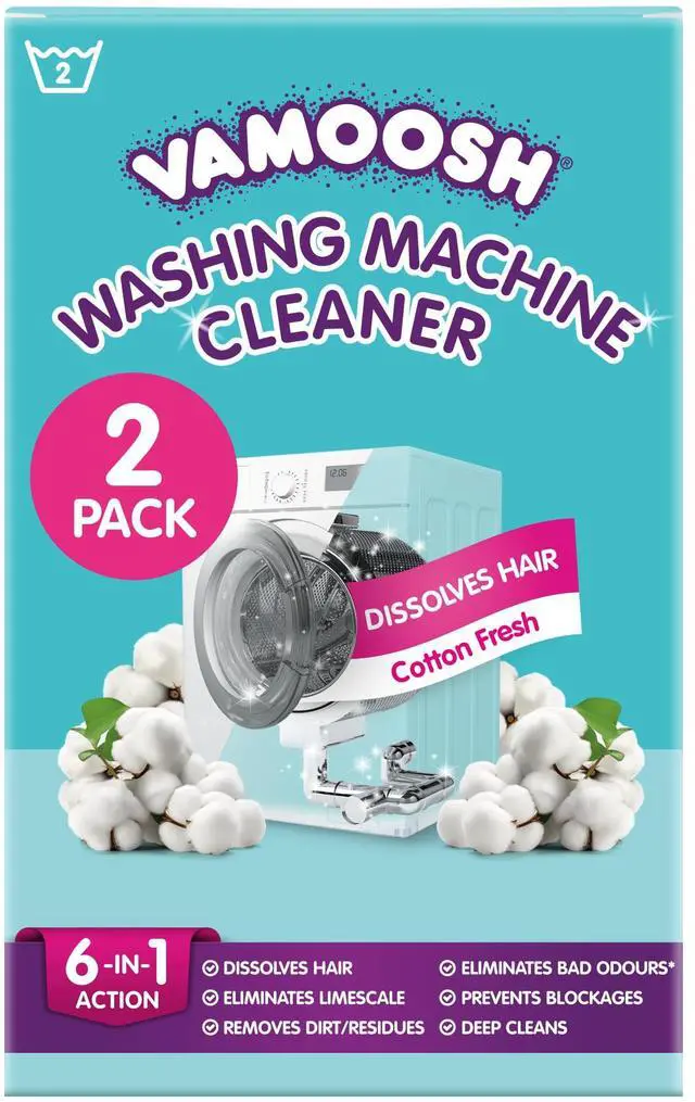 Main image of Washing Machine Cleaner 6-in-1 | Safe for All Machines (Front & Top Load) | Cotton Fresh Scent | Dissolves Pet Hair | Leaves No Residue | Eliminates Odor | Removes Limescale | 2x150g
