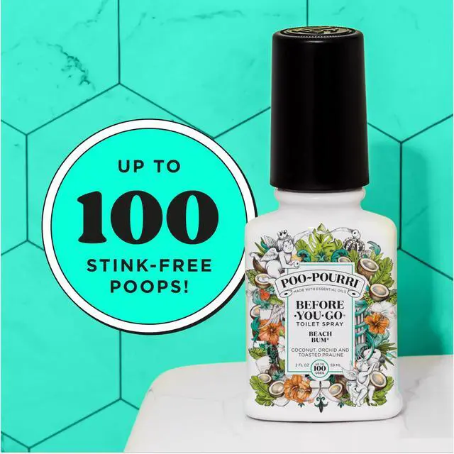 Alt view image 4 of 7 - Before-You-Go Toilet Spray, Beach Bum, 2 Fl Oz, Up to 100 Uses, Bathroom Odor Deodorizer with Essential Oils for Home or Work, Travel Essentials, TSA Approved Size, Coconut, Orchid Scent